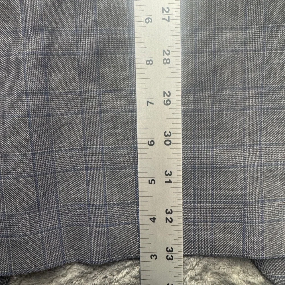 Renoir‎ Mens Classic Fit Gray Plaid Wool Blend 2 Button Blazer Jacket 46L 555-8